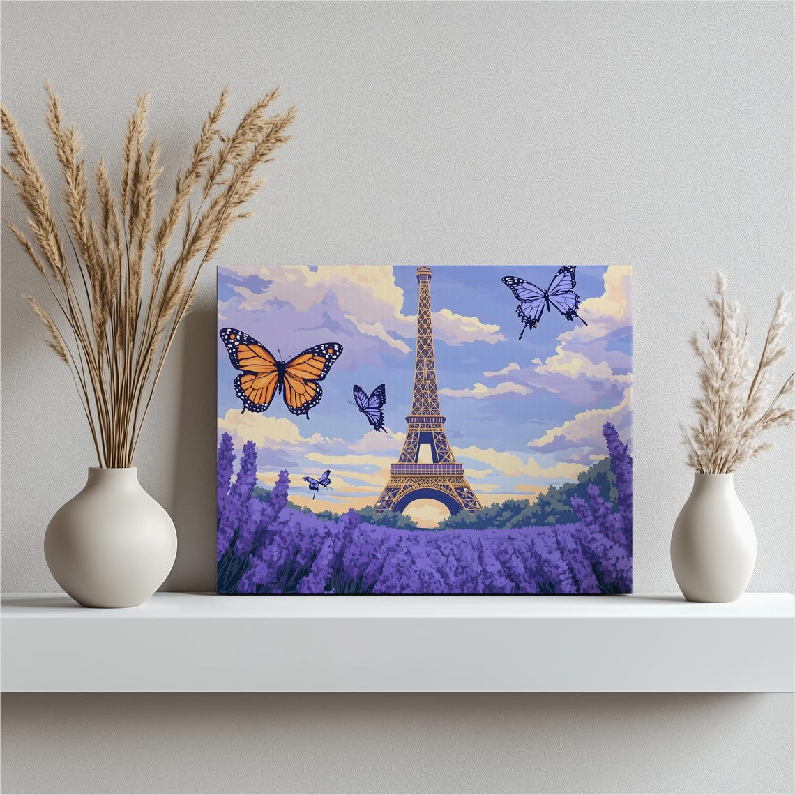 Eiffel Tower Lavender Field Butterflies Paris Dream Art Poster