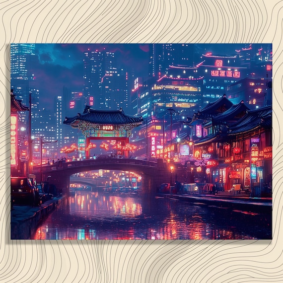 South Korea Canvas Wall Art Stunning Seoul Night Lights Decor For Home And Office Modern Korean Culture Urban Landscape