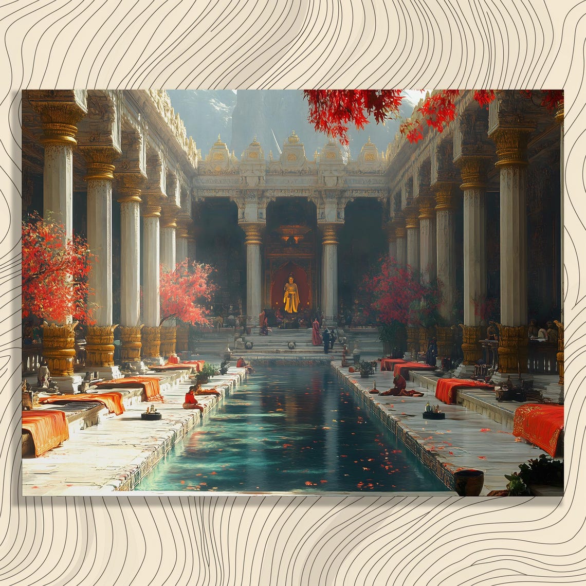 Serene Temple Courtyard Classic Oriental Architecture Zen Art Poster