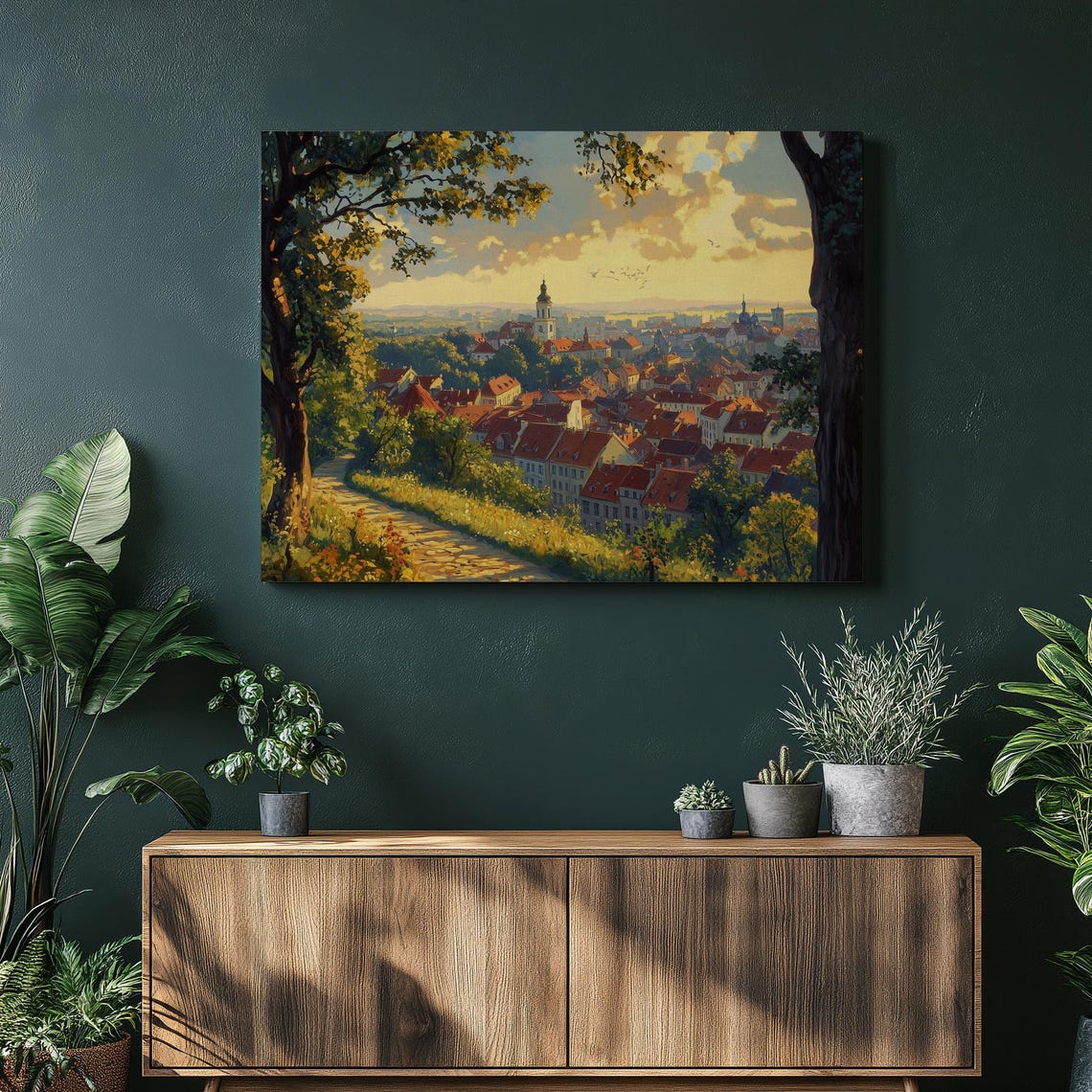 Vilnius Lithuania Old Town Red Roofs Golden Hour Cityscape Poster