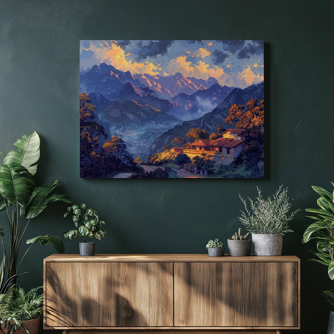 Ecuador Canvas Wall Art Nostalgic Oil Painting Of Andes Mountains And Markets Hanging For Home Office Living Room Entrance Or Hallway