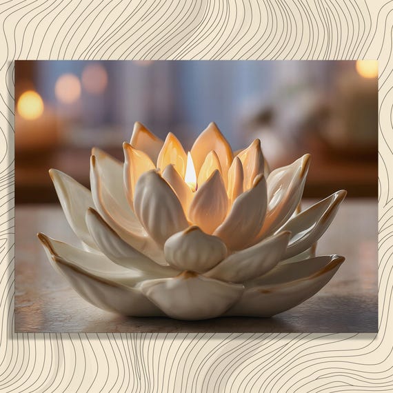 Serene Candle Canvas Wall Art Modern Zen Flower Print Calming Decor Meditation Gift Ambient Lighting Photography Neutral