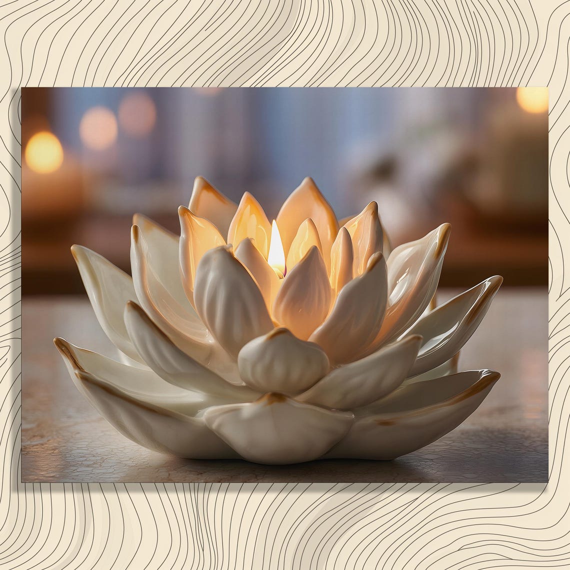 Glowing Lotus Flower Candle Holder Zen Meditation Calm Poster