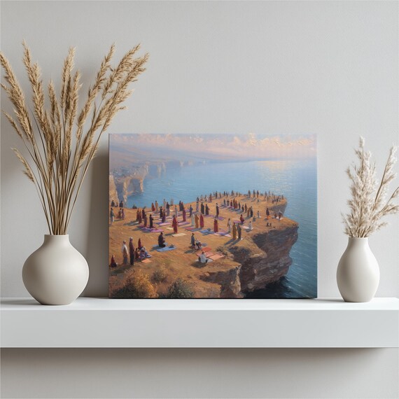 Coastal Sunrise Canvas Wall Art Impressionist Ocean Horizon Painting Print Decor Reflection Prayer Landscape Spiritual Gift