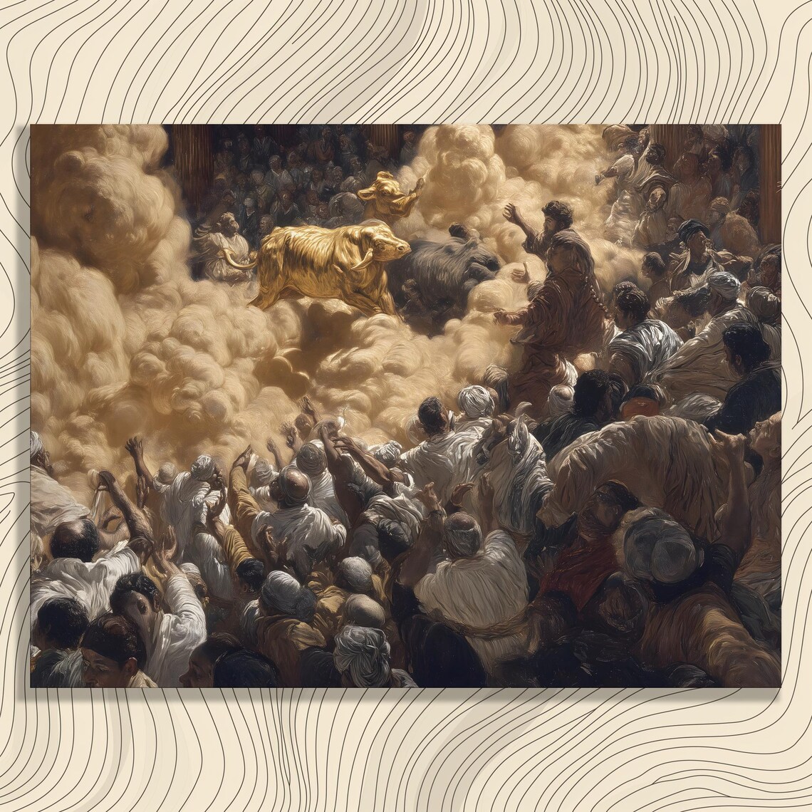 Worship of the Golden Calf Dramatic Biblical Oil Painting Art Poster