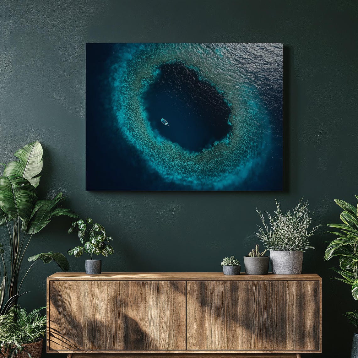Great Blue Hole Belize Aerial View Coral Reef Ring Deep Blue Poster