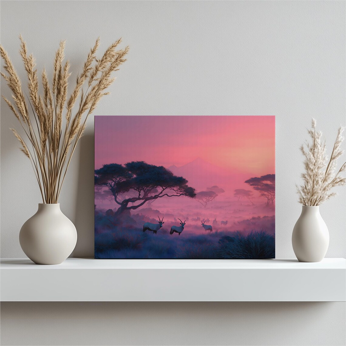 Savannah Sunrise Wildlife Acacia Trees African Morning Art Print