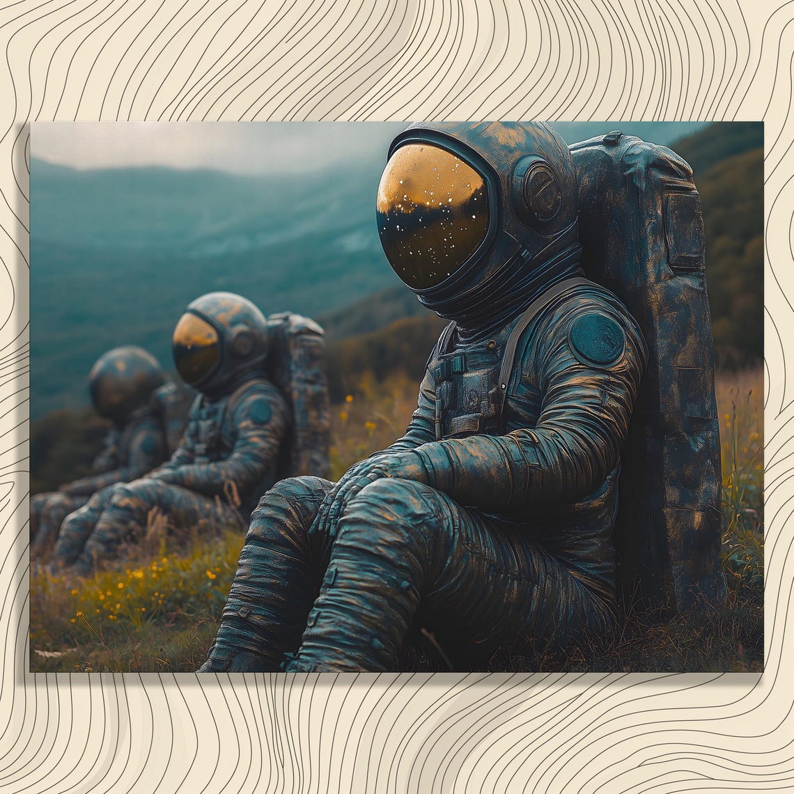 Surreal Astronaut Canvas Wall Art Modern Space Exploration Painting Print Nature Landscape Decor Gift Enthusiasts