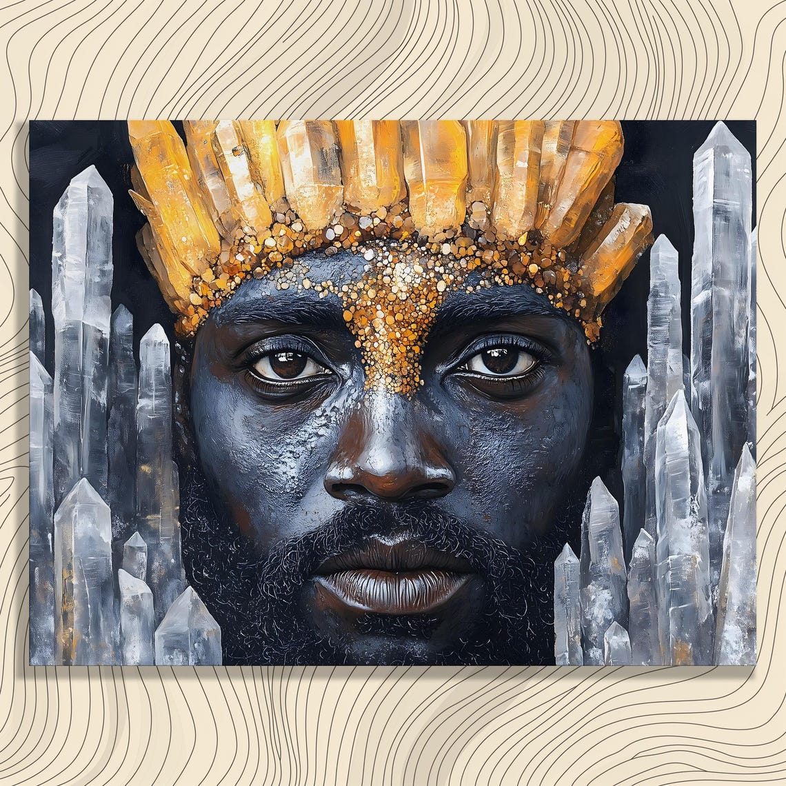 Crystal Crown Portrait Golden Quartz Dramatic Face Canvas Print