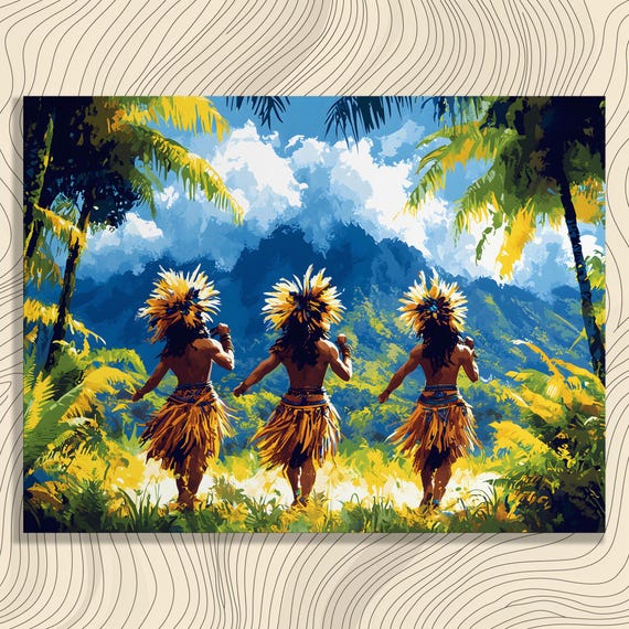 Vibrant Tropical Dancers Canvas Wall Art Colorful Jungle Decor Folklore Artwork Nature Heritage Prints Gift For Teens Popular Culture