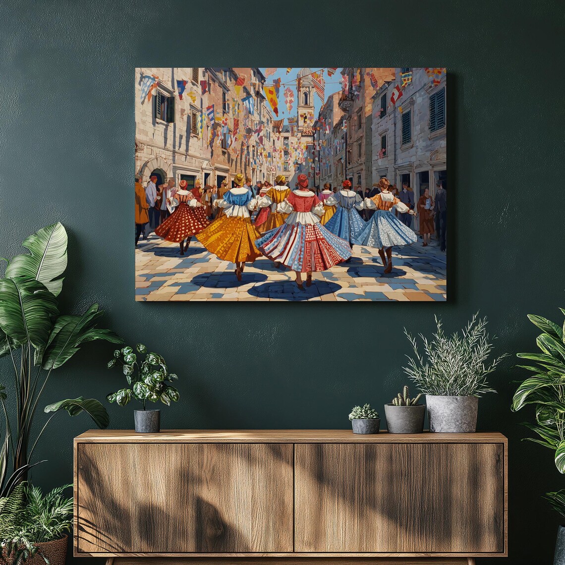 European Folk Dancers Festival Street Celebration Painting Poster
