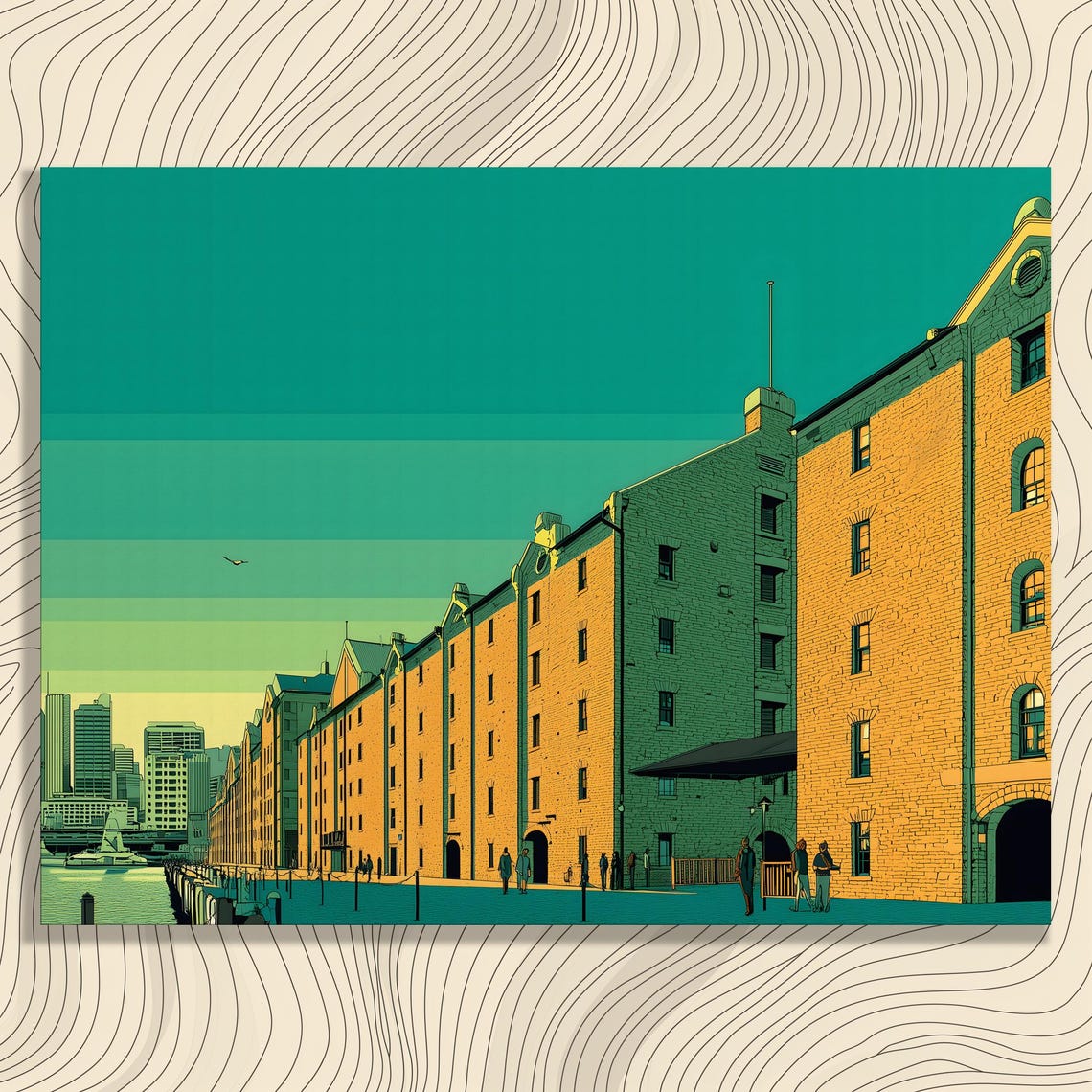 Sydney Harbour Waterfront Warehouses Modern Cityscape Poster