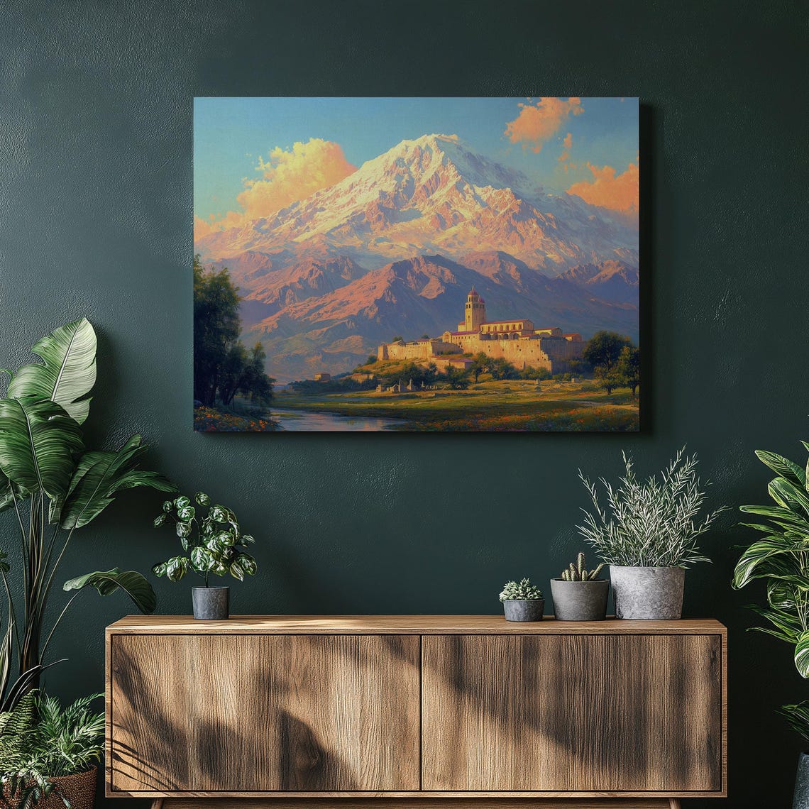 Mount Ararat Monastery Valley Sunrise Painting Landscape Poster