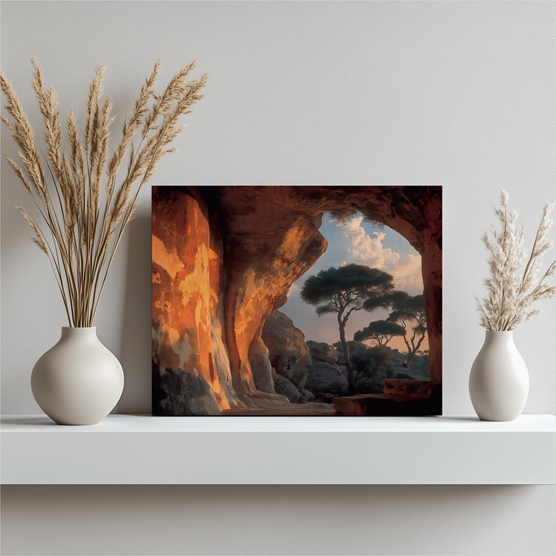 African Savanna Sunset Cave Arch Desert Canyon Landscape Poster