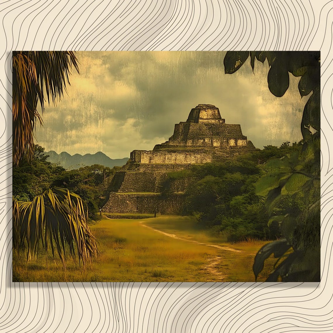 Mayan Pyramid Ancient Temple Jungle Tropical Landscape Poster