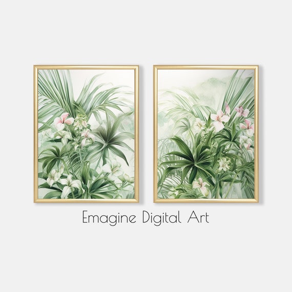 Tropical Flowering Plants Set of 2 Art Print