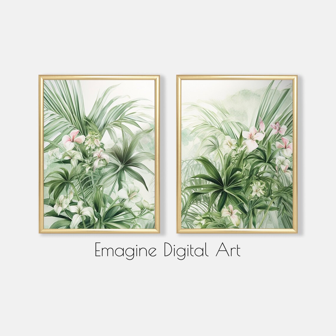 Tropical Flowering Plants Set of 2 Art Print