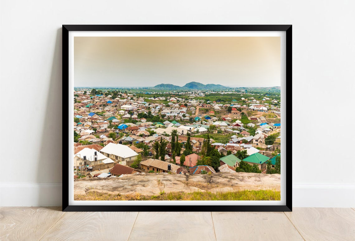 Abuja Nigeria City Panorama Colorful Rooftops Hill View Poster