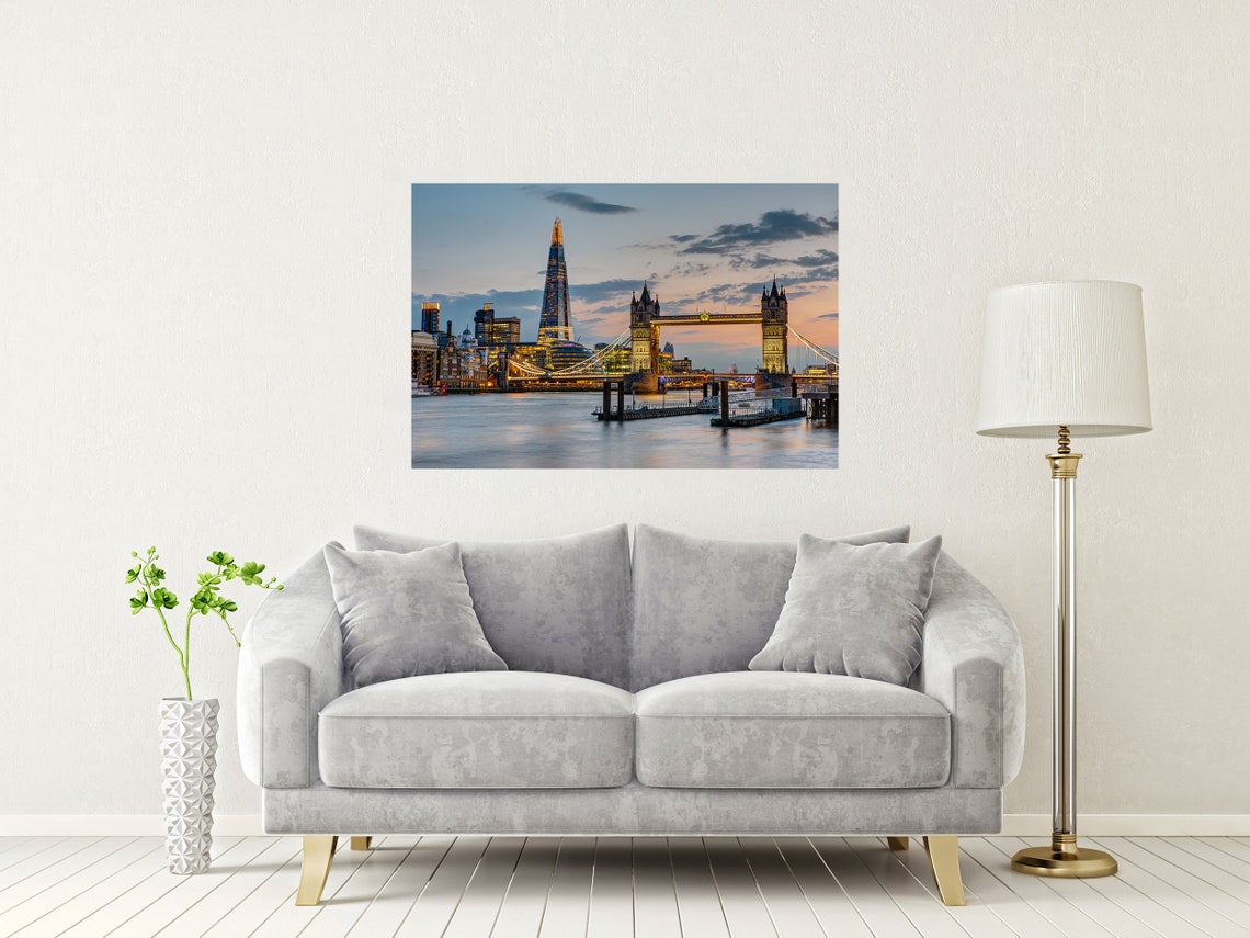 The Shard And Tower Bridge London At Dusk City Skyline Poster - Image 2