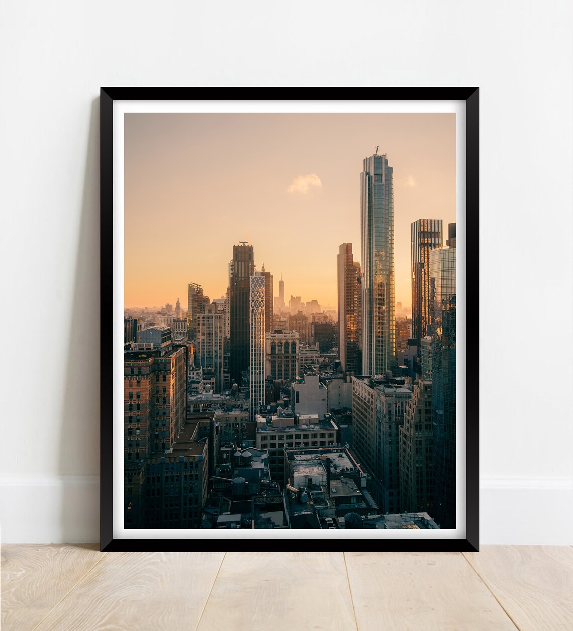 New York City Manhattan Skyline Golden Hour Sunset Photo Poster