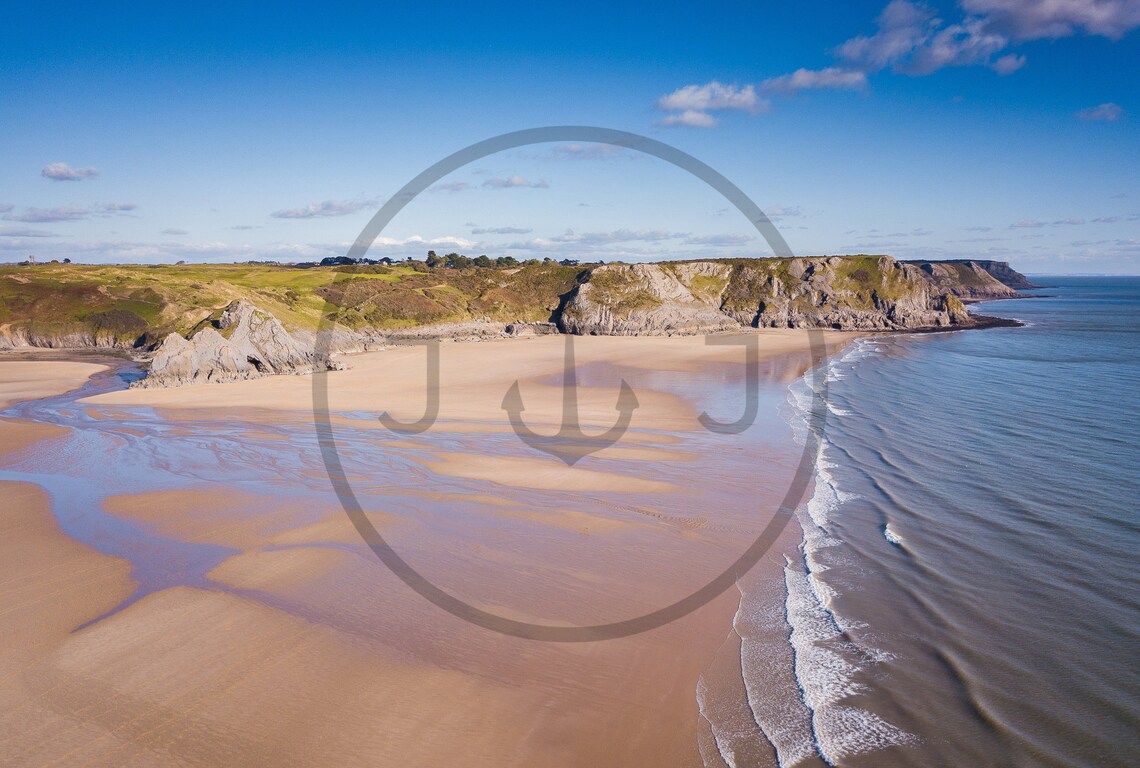 Three Cliffs Bay Gower Wales Aerial View Of Sandy Shores Poster - Image 3