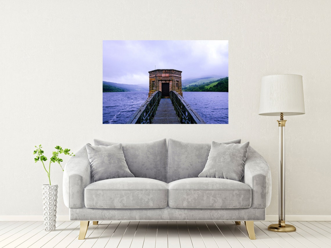 Talybont On Usk Reservoir Brecon Beacons Wales Misty Tower Poster - Image 2