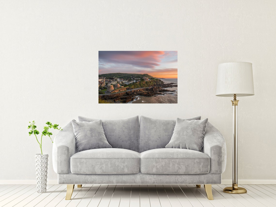 Ilfracombe Devon Sunset Over Cliff Town And Rocky Coastline Poster - Image 2