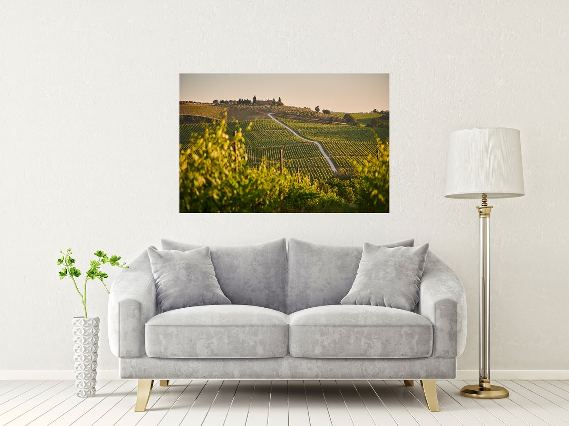 Tuscany Italy Vineyard Hills Cypress Lane Sunset View Poster - Image 2