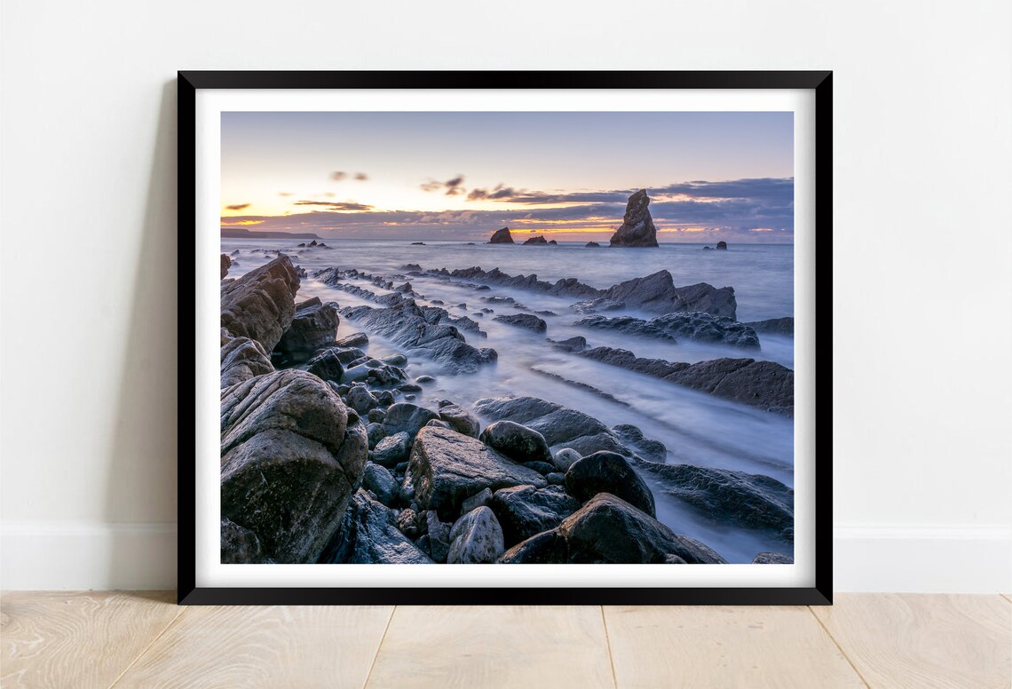 Mupe Bay Sea Stacks In Golden Evening Sunset Light Dorset Poster
