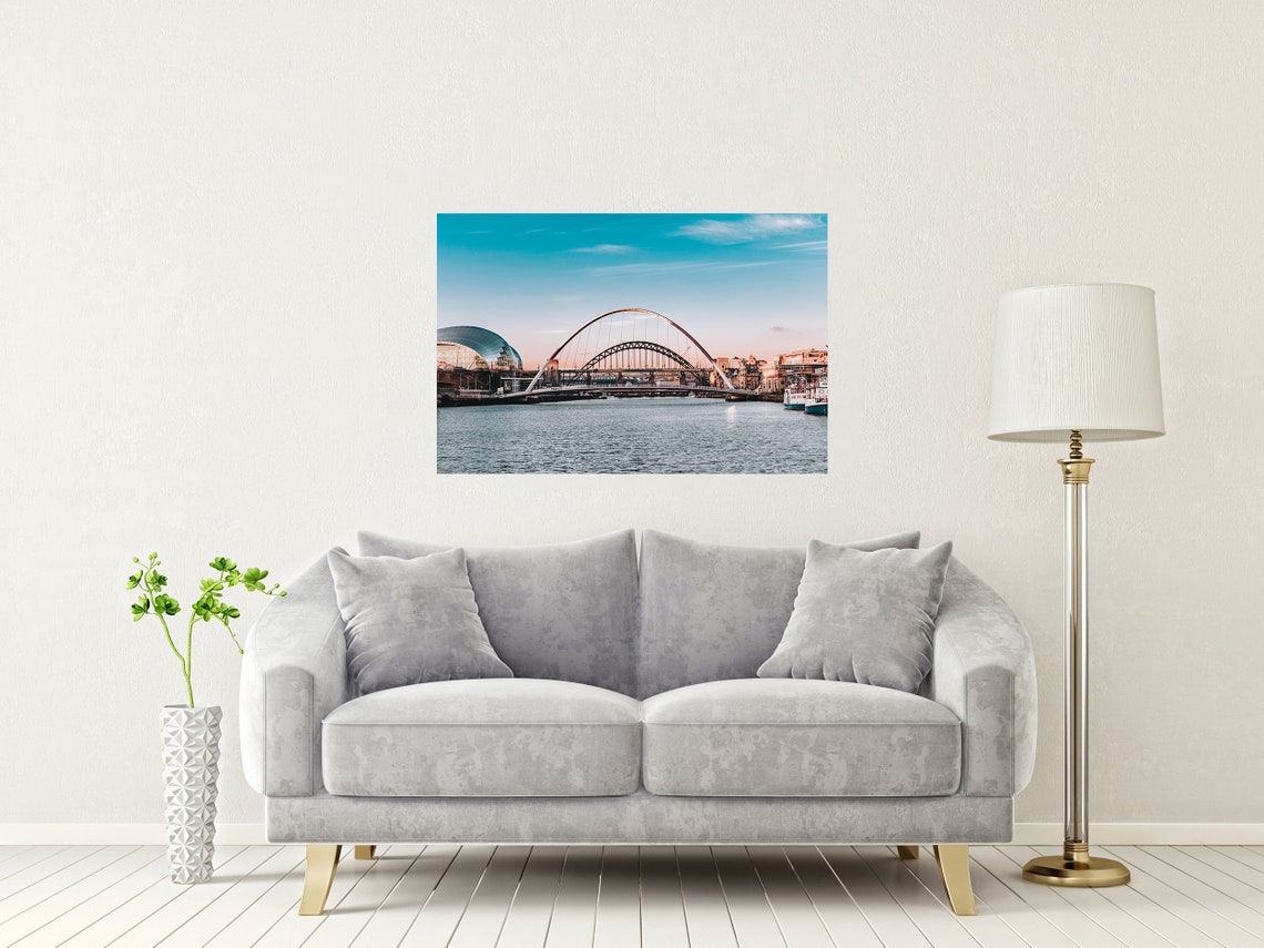 Tyne Bridge and Millennium Bridge Newcastle Quayside Sunset Poster - Image 2