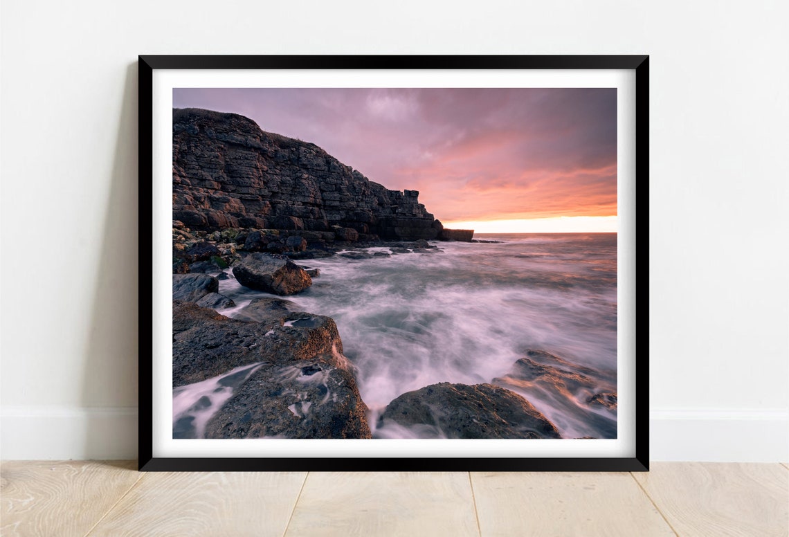 Winspit Rocky Limestone Shore At Sunset Purbeck Dorset Poster