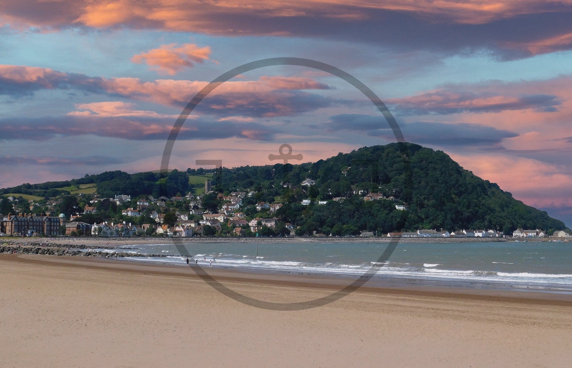 Minehead Somerset Beach Sunset Dramatic Clouds Landscape Print - Image 3