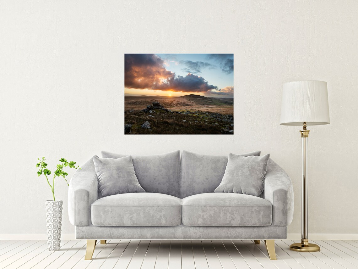 Bodmin Moor Cornwall Sunset Over Rocky Tor And Moorland Poster - Image 2