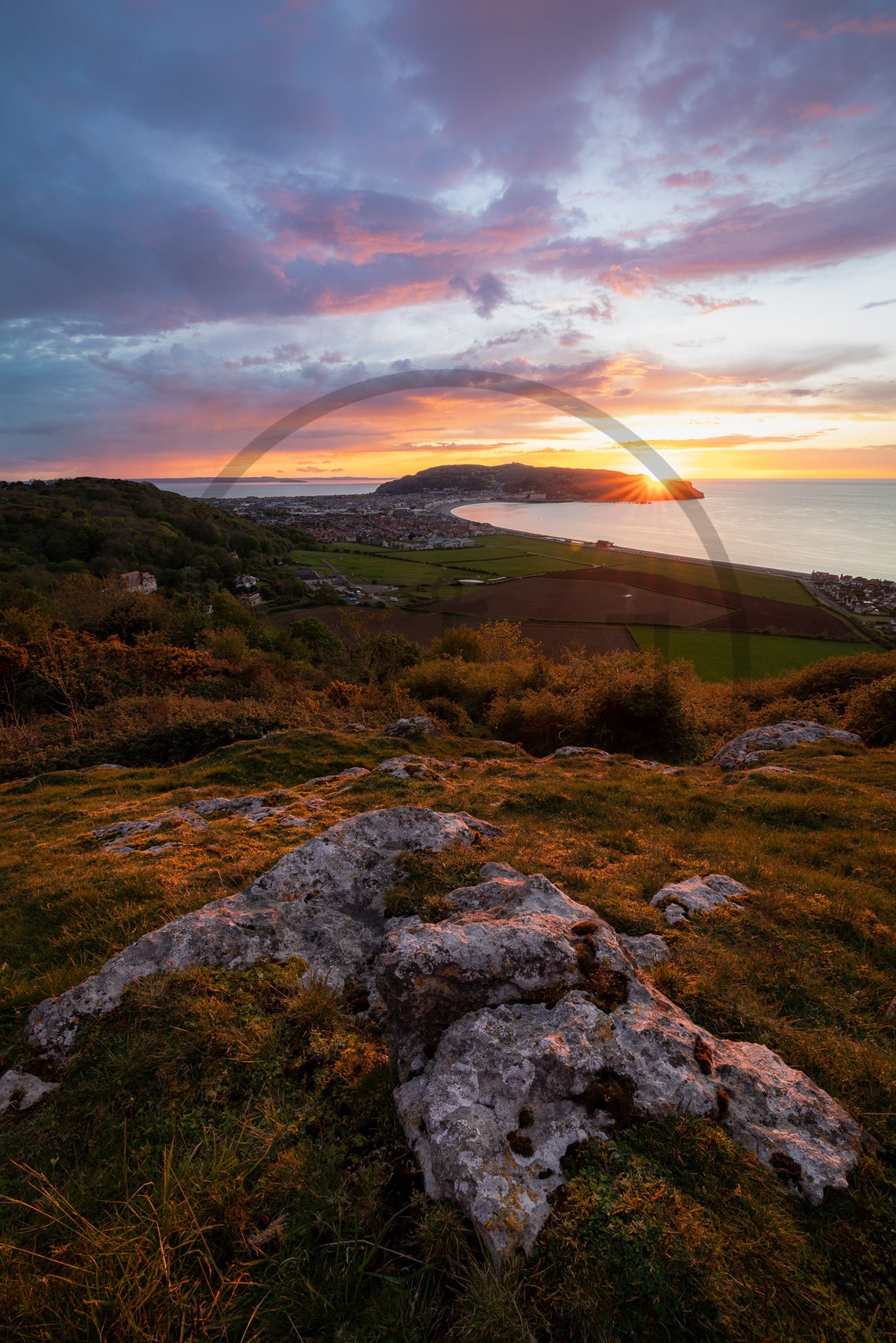 Llandudno Creuddyn Peninsula Wales Golden Sunset Coast View Poster - Image 3