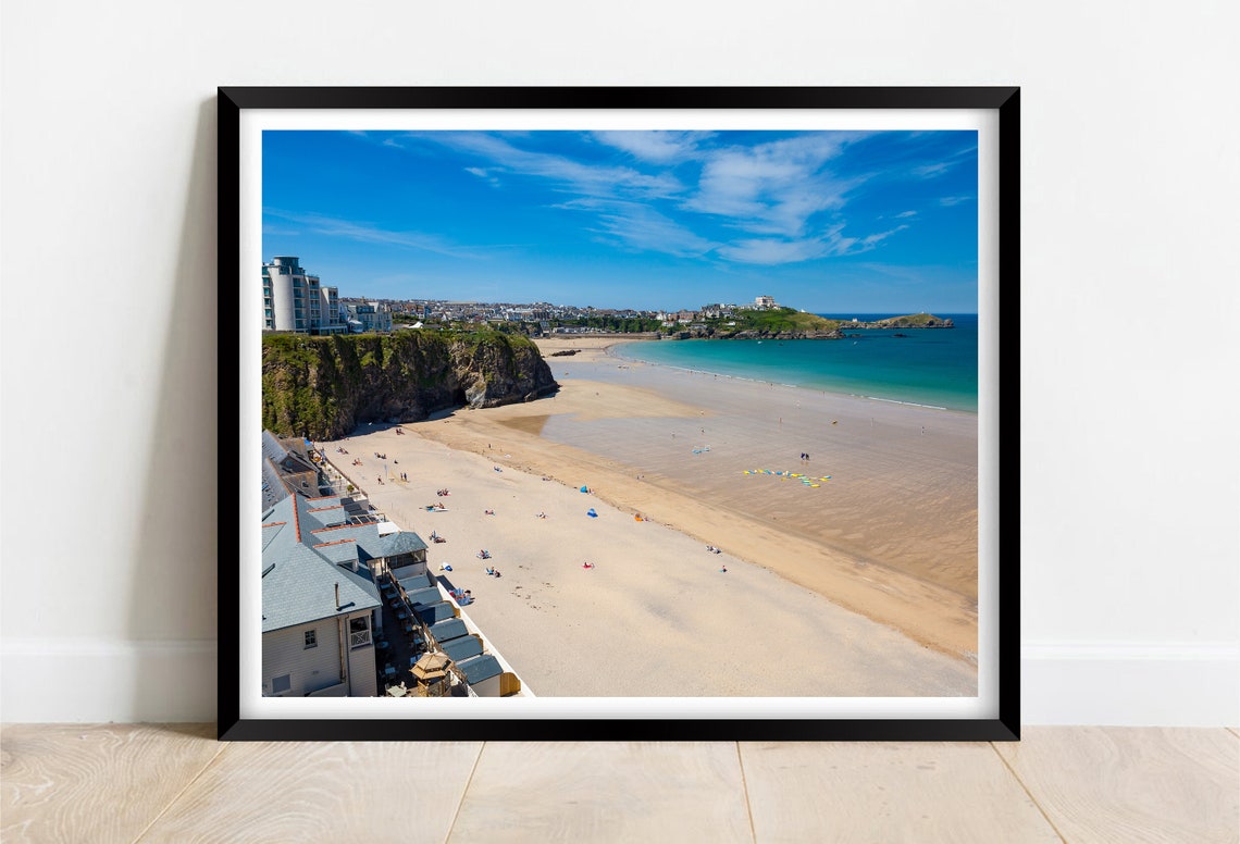 Tolcarne Beach Newquay Cornwall Golden Surf Town Beach Print