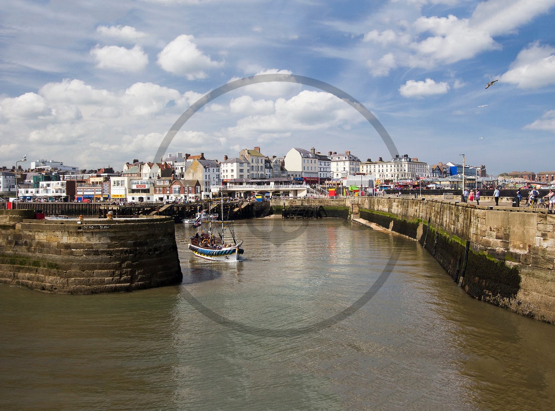 Bridlington Yorkshire Harbour Boat Stone Piers Summer Day Poster - Image 3