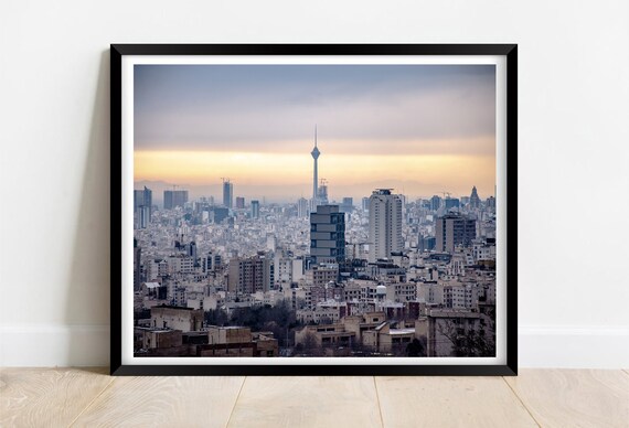 Tehran Skyline With Milad Tower At Golden Sunset Panorama Poster