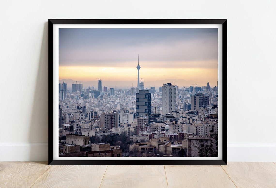 Tehran Skyline With Milad Tower At Golden Sunset Panorama Poster