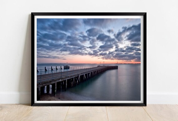 Shoeburyness Pier Southend Essex Dusk Calm Sea Pink Sky Poster