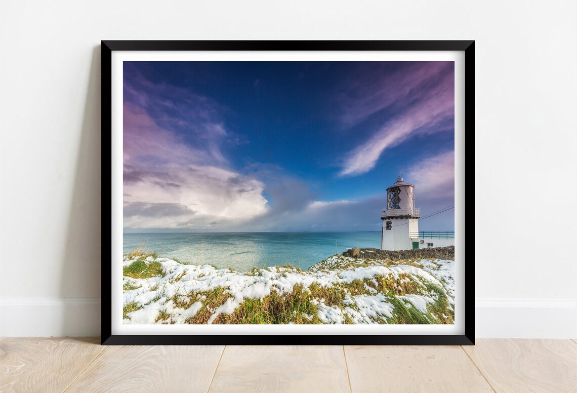 Blackhead Lighthouse Northern Ireland Snowy Coastline Poster