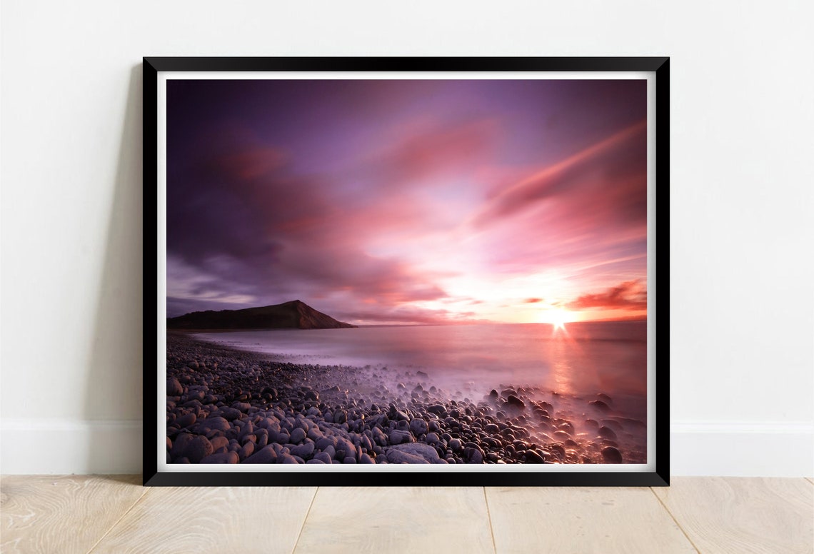 Tan Y Bwlch Beach Sunset Glow On Pebble Shore Aberystwyth Poster