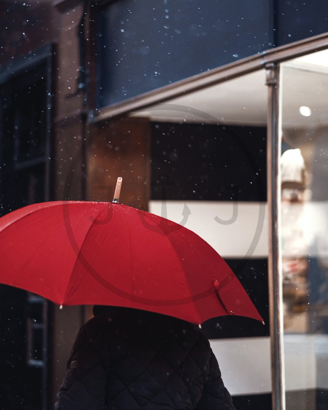 Red Umbrella In The Rain Street Photography Print Photography Fine Art Wall Art Exclusive Print Poster Photos Home Dcor Art - Image 3