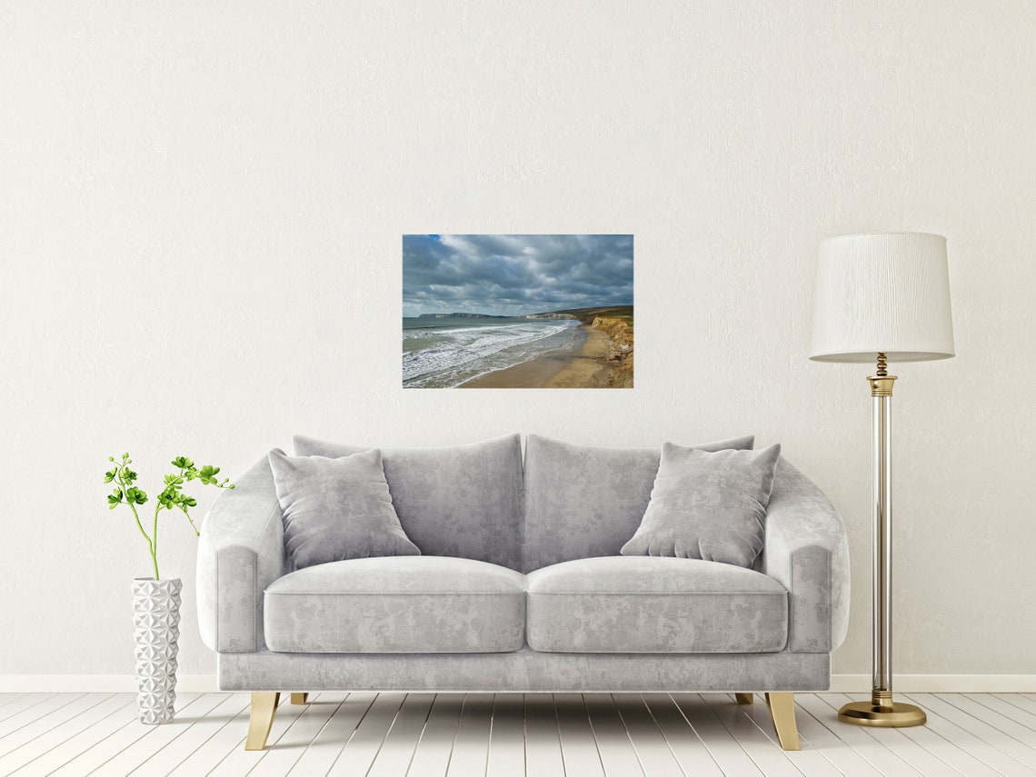 Compton Bay Freshwater Isle Of Wight Surf And Chalk Cliffs Poster - Image 2