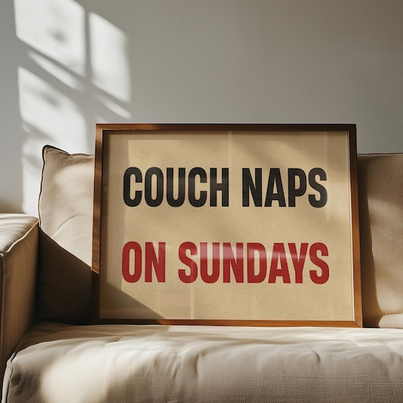 Couch Naps On Sundays Retro Style Funny Art Print