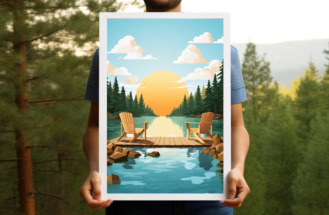 Sunny Day Adirondack Chairs, Rustic Cabin Poster - Image 3