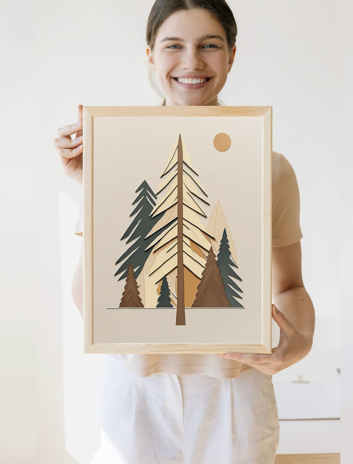 Rustic Pine Tree Art Print, Lake House Decor
