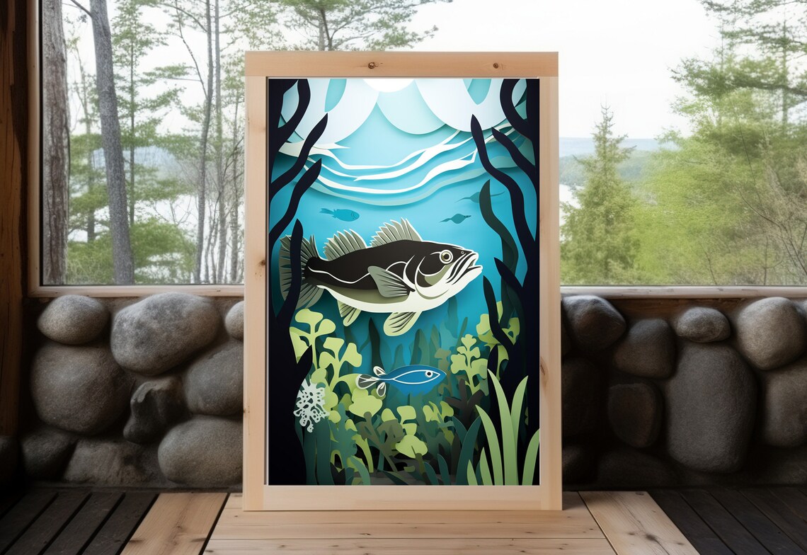 Vintage Walleye Paper Style Print, Northern Minnesota - Image 5