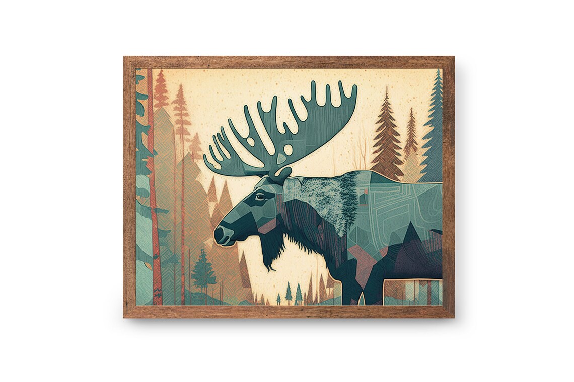 Vintage Moose Print, Minnesota Cabin Art Poster - Image 3