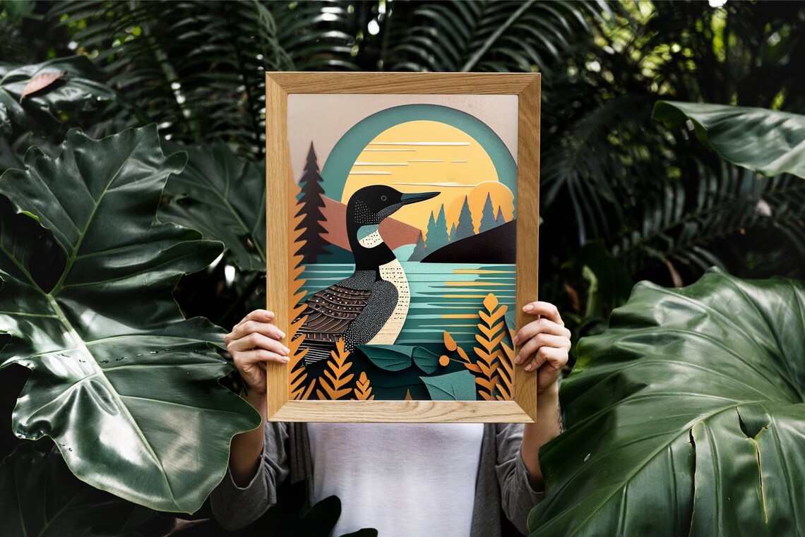 Vintage Loon Print, Minnesota Lake House Art Poster - Image 4