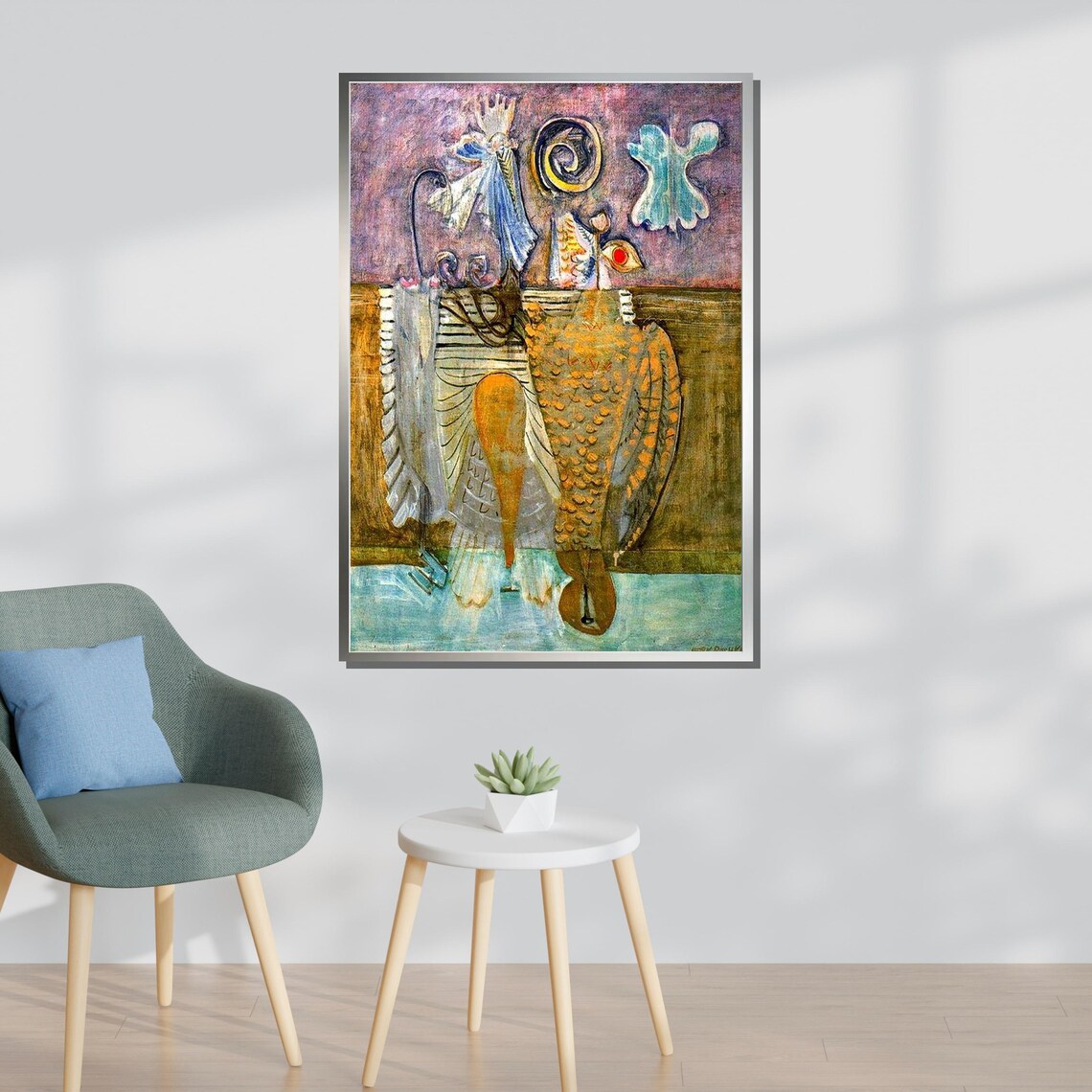 Abstract Surrealist Owl Birds Vintage Modernist Animal Art Wall Poster - Image 3
